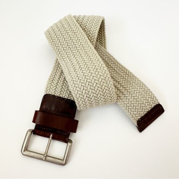 Eddie Bauer Men's Woven Braided Leather Buckle Belt - Picture 1 of 5